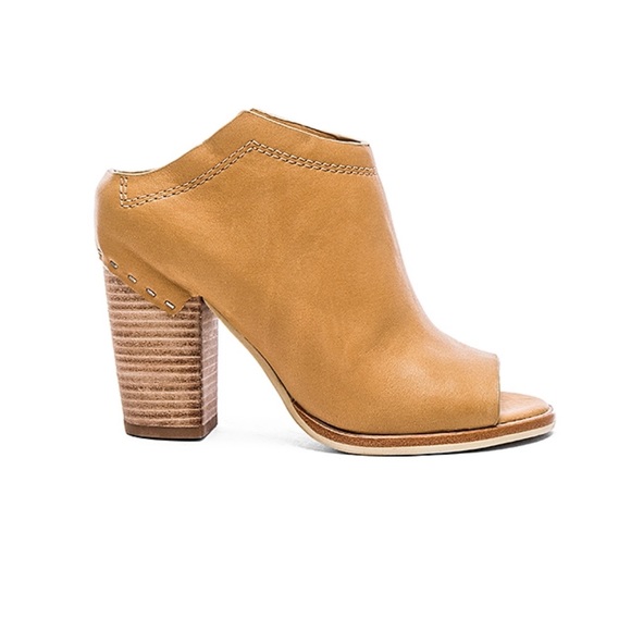 New Tan Pep Toe Cognac Leather Mule Bootie - Picture 3 of 5